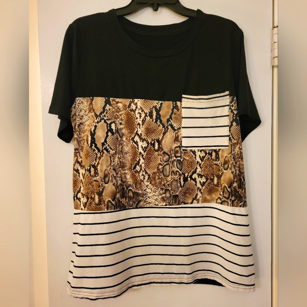 Striped/Animal Print Tee
